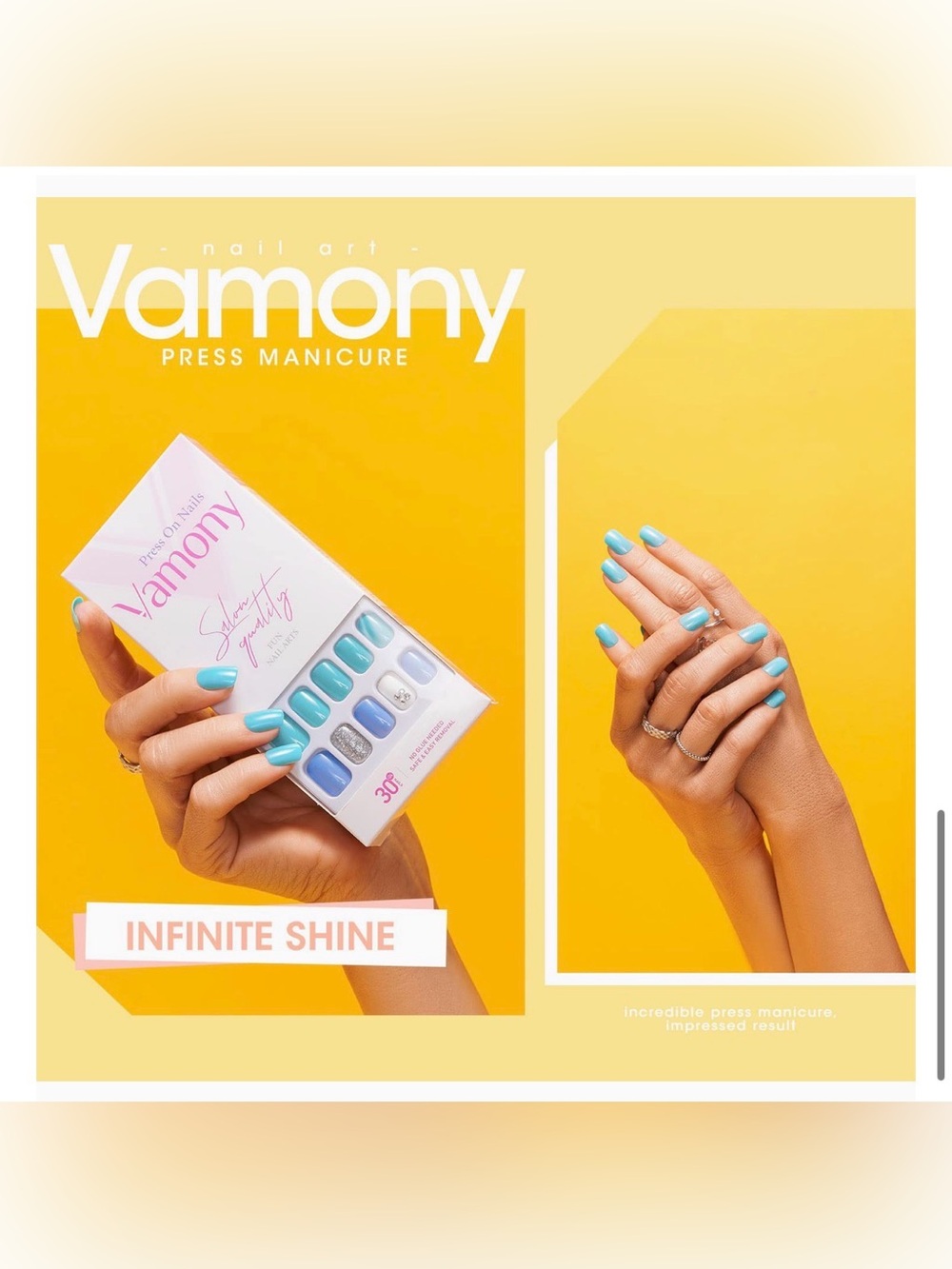 Vamony Press On Nails Fun Nail Art Salon Quality Brand New in Box - Picture 6 of 9